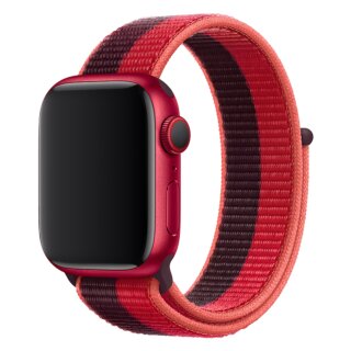 iKi Apple Watch 42mm / 41mm / 40mm Sportpánt tépőzáras szíj - bordó/pink/lazac