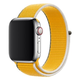 iKi Apple Watch 46mm / 45mm / 44mm / Ultra 49mm Sportpánt tépőzáras szíj - sárga/fekete/fehér