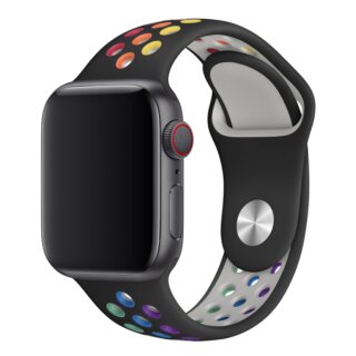 iKi Apple Watch 46mm / 45mm / 44mm / Ultra 49mm lélegző Sport szilikon szíj - pride/fekete