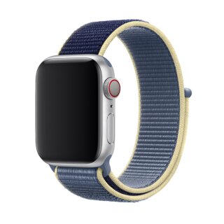 iKi Apple Watch 46mm / 45mm / 44mm / Ultra 49mm Sportpánt tépőzáras szíj - kék/sötétkék/sárga