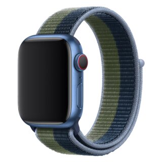 iKi Apple Watch 46mm / 45mm / 44mm / Ultra 49mm Sportpánt tépőzáras szíj - zöld/sötétkék/világoskék