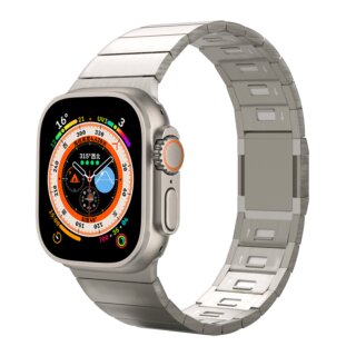 iKi Apple Watch 46mm / 45mm / 44mm / Ultra 49mm láncszemes fém szíj - titán