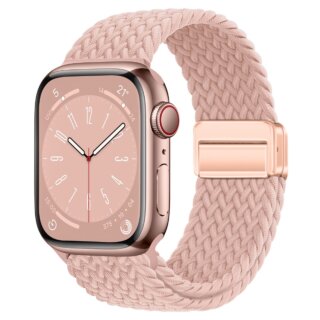 iKi Braided Apple Watch 42mm / 41mm / 40mm / 38mm csatos fonott körpánt szíj - rózsaszín