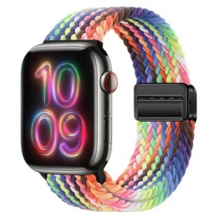 iKi Braided Apple Watch 42mm / 41mm / 40mm / 38mm csatos fonott körpánt szíj - szivárvány