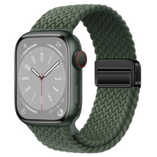 iKi Braided Apple Watch 46mm / 45mm / 44mm / Ultra 49mm csatos fonott körpánt szíj - military zöld