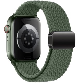 iKi Braided Apple Watch 46mm / 45mm / 44mm / Ultra 49mm csatos fonott körpánt szíj - military zöld