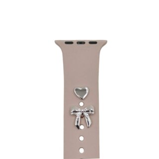 iKi Pin Charm Apple Watch Sport szilikon szíj kiegészítő - ezüst masni - 2db