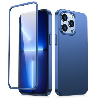 Joyroom 360 Full Case iPhone 13 Pro Max vékony hátlap tok + kijelzővédő üvegfólia - kék