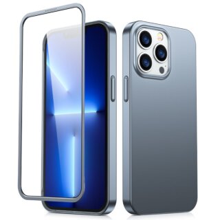 Joyroom 360 Full Case iPhone 13 Pro Max vékony hátlap tok + kijelzővédő üvegfólia - szürke