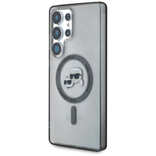 Karl Lagerfeld Button Karl & Choupette Heads Printed Logo MagSafe Samsung Galaxy S25 Ultra kemény hátlap tok - fekete