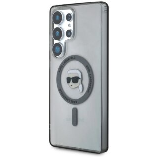 Karl Lagerfeld Button Karl Head Printed Logo MagSafe Samsung Galaxy S25 Ultra kemény hátlap tok - fekete