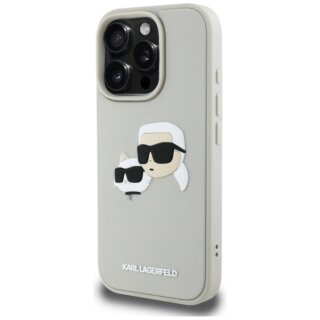 Karl Lagerfeld HC 3D Rubber Double Heads iPhone 16 Pro szilikon hátlap tok - bézs