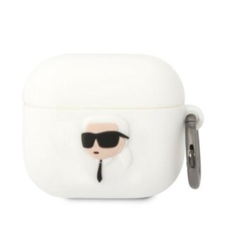 Karl Lagerfeld KLA3RUNIKH AirPods 3 szilikon tok + karabíner - fehér