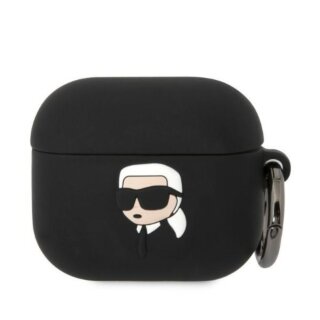 Karl Lagerfeld KLA3RUNIKK AirPods 3 szilikon tok + karabíner - fekete