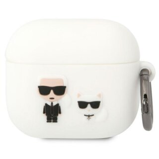 Karl Lagerfeld KLA3HNKCTGT Apple AirPods 3 szilikon tok + karabíner - fehér