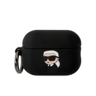 Karl Lagerfeld KLAP2RUNIKK AirPods Pro 2 szilikon tok + karabíner - fekete