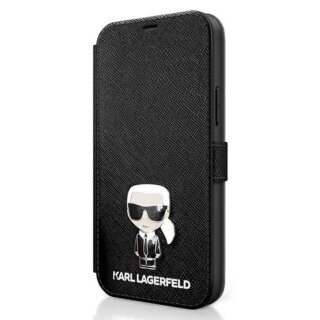 Karl Lagerfeld KLFLBKP12SIKMSBK iPhone 12 mini kinyitható bőr tok - fekete