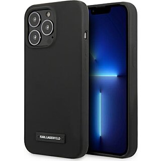 Karl Lagerfeld KLHCP13LSLMP1K iPhone 13 Pro kemény szilikon hátlap tok - fekete