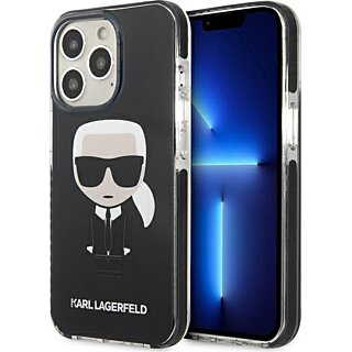 Karl Lagerfeld KLHCP13LTPEIKK iPhone 13 Pro kemény bőr hátlap tok - fekete
