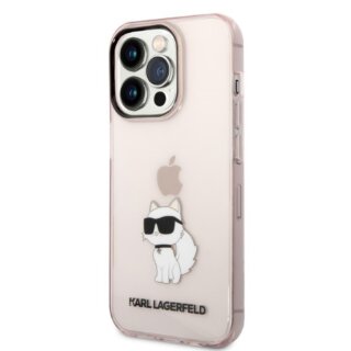 Karl Lagerfeld KLHCP14LHNCHTCP iPhone 14 Pro kemény hátlap tok - rózsaszín/átlátszó
