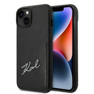 Karl Lagerfeld KLHCP14MCSSK iPhone 14 Plus bőr hátlap tok + kártyatartó - fekete