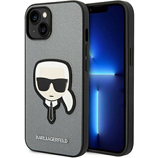 Karl Lagerfeld KLHCP14MSAPKHG iPhone 14 Plus bőr hátlap tok - ezüst