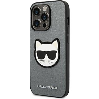 Karl Lagerfeld KLHCP14XSAPCHG iPhone 14 Pro Max bőr hátlap tok - ezüst