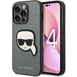 Karl Lagerfeld KLHCP14XSAPKHG iPhone 14 Pro Max bőr hátlap tok - ezüst