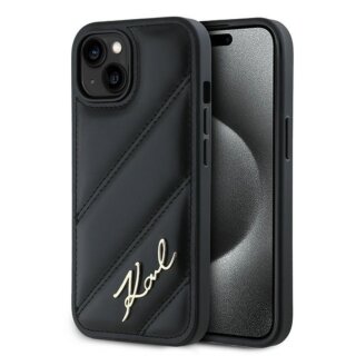 Karl Lagerfeld KLHCP15MPQDSMGK iPhone 15 Plus / 14 Plus bőr hátlap tok - fekete