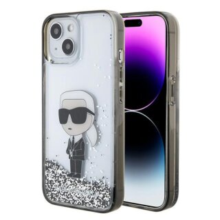 Karl Lagerfeld KLHCP15SLKKNSK iPhone 15 kemény hátlap tok - átlátszó/csillámos