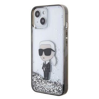 Karl Lagerfeld KLHCP15SLKKNSK iPhone 15 kemény hátlap tok - átlátszó/csillámos