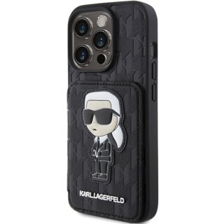 Karl Lagerfeld KLHCP15XSAKKNSCK iPhone 15 Pro Max bőr hátlap tok kitámasztóval - fekete