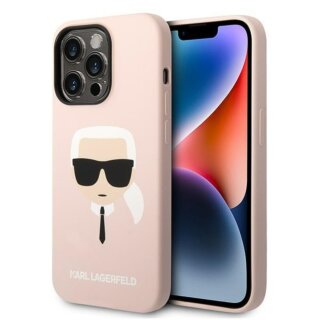 Karl Lagerfeld KLHMP14LSLKHLP MagSafe iPhone 14 Pro szilikon hátlap tok - rózsaszín