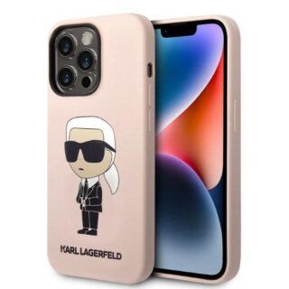 Karl Lagerfeld KLHMP14LSNIKBCP MagSafe iPhone 14 Pro szilikon hátlap tok - rózsaszín