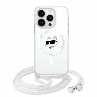 Karl Lagerfeld KLHMP14SHCCHNT MagSafe iPhone 13 / 14 / 15 kemény hátlap tok nyakpánttal - átlátszó