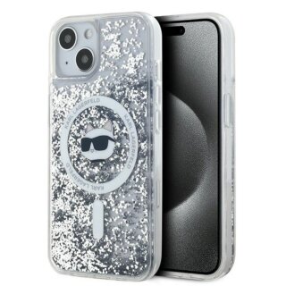 Karl Lagerfeld KLHMP15MLGCHSGH MagSafe iPhone 14 Plus / 15 Plus kemény hátlap tok - átlátszó/csillámos