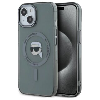 Karl Lagerfeld KLHMP15SHLSKIK MagSafe iPhone 15 kemény hátlap tok - fekete