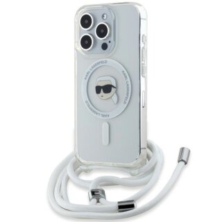Karl Lagerfeld KLHMP15XHCKHNT MagSafe iPhone 15 Pro Max kemény hátlap tok nyakpánttal - átlátszó
