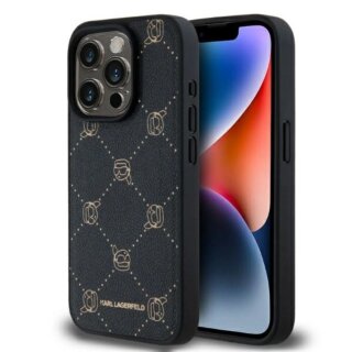 Karl Lagerfeld KLHMP15XPGKHPHK MagSafe iPhone 15 Pro Max bőr hátlap tok - fekete