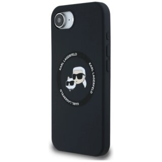 Karl Lagerfeld Silicone Karl&Choupette Heads MagSafe iPhone 16e szilikon hátlap tok - fekete