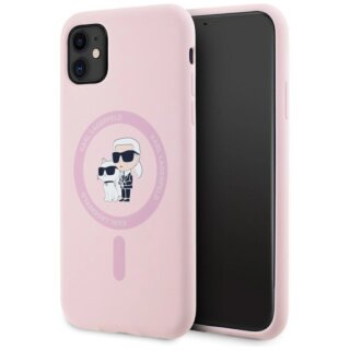 Karl Lagerfeld Silicone Karl&Choupette MagSafe iPhone 11 szilikon hátlap tok - rózsaszín