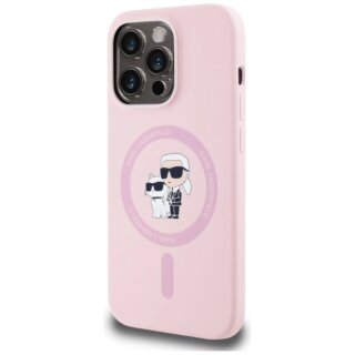 Karl Lagerfeld Silicone Karl&Choupette MagSafe iPhone 14 Pro Max szilikon hátlap tok - rózsaszín