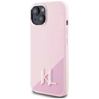 Karl Lagerfeld Silicone Shadow Metal Initial MagSafe iPhone 15 szilikon hátlap tok - rózsaszín