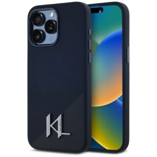 Karl Lagerfeld Silicone Shadow Metal Initial MagSafe iPhone 15 Pro Max szilikon hátlap tok - fekete