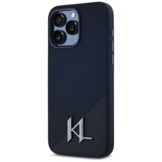 Karl Lagerfeld Silicone Shadow Metal Initial MagSafe iPhone 15 Pro Max szilikon hátlap tok - fekete