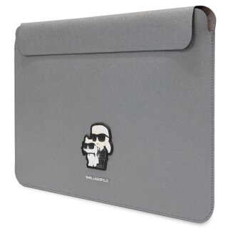 Karl Lagerfeld KLCS14SAKCPMG becsúsztathatós bőr laptop tok 14"-ig - ezüst