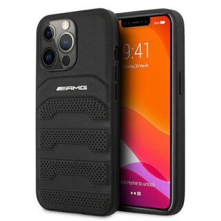 Mercedes AMG AMHCP13LGSEBK iPhone 13 Pro kemény bőr hátlap tok - fekete