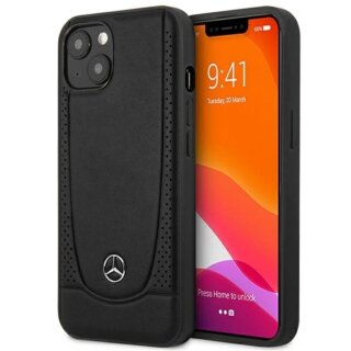 Mercedes MEHCP15MARMBK iPhone 14 Plus / 15 Plus bőr hátlap tok - fekete