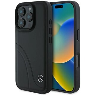 Mercedes MEHCP16L23RBCSK iPhone 16 Pro bőr hátlap tok - fekete