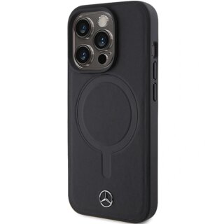Mercedes MEHMP15L23RCMK MagSafe iPhone 15 Pro bőr hátlap tok - fekete